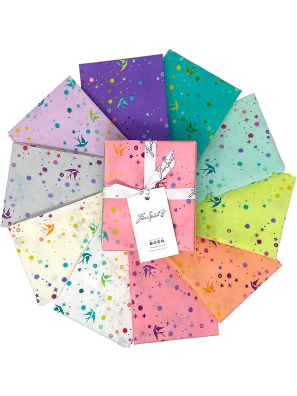 Colorful Fairy Dust Fat Quarters Bundle - 10 Premium Cotton Fabric Squares